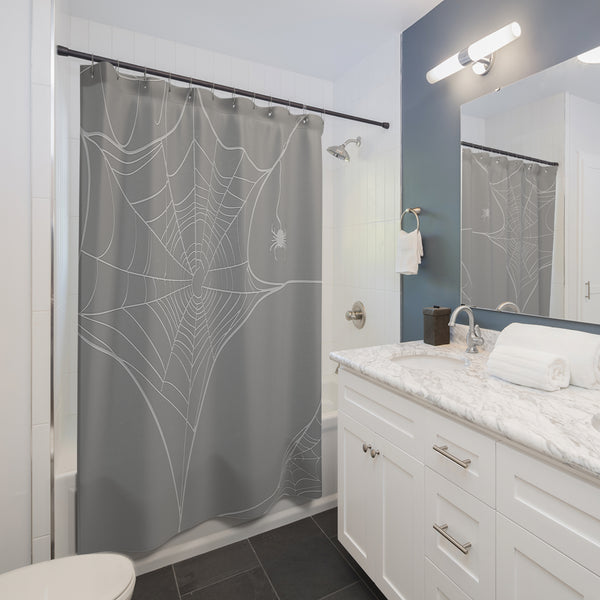 Spiderweb Spider Grey Bath Shower Curtain