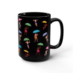 mug with 'It's Raining Men Funny' graphic on a white background