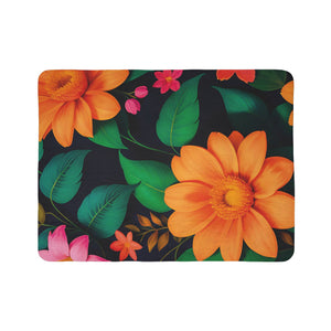 Soft sherpa blanket with 'Orange Floral Sherpa Throw' design