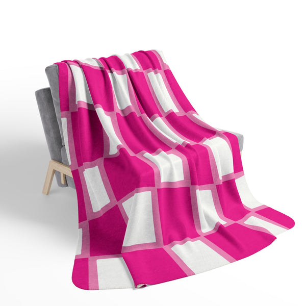 Checkered Pink Whimsical Sherpa Throw