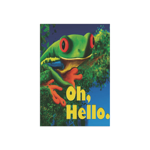 Oh Hello Frog Funny Yard Flag
