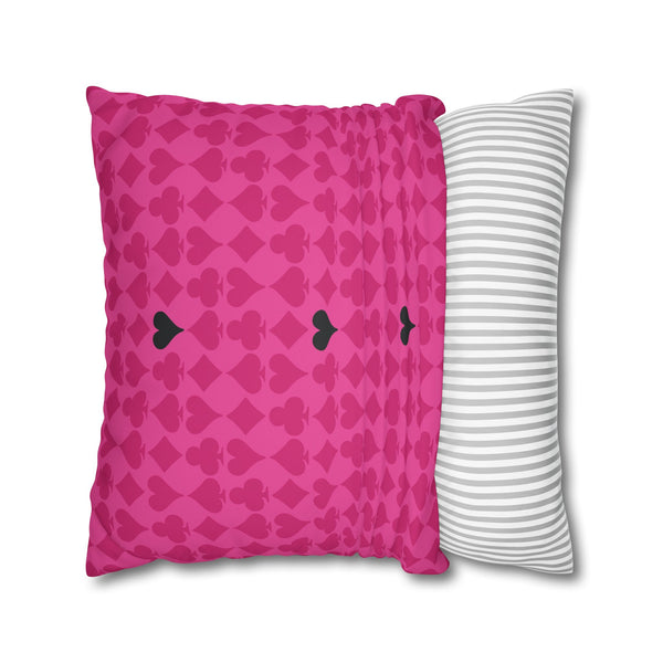 Playing Cards Heart Pink and Black Soft Accent Pillow Cover