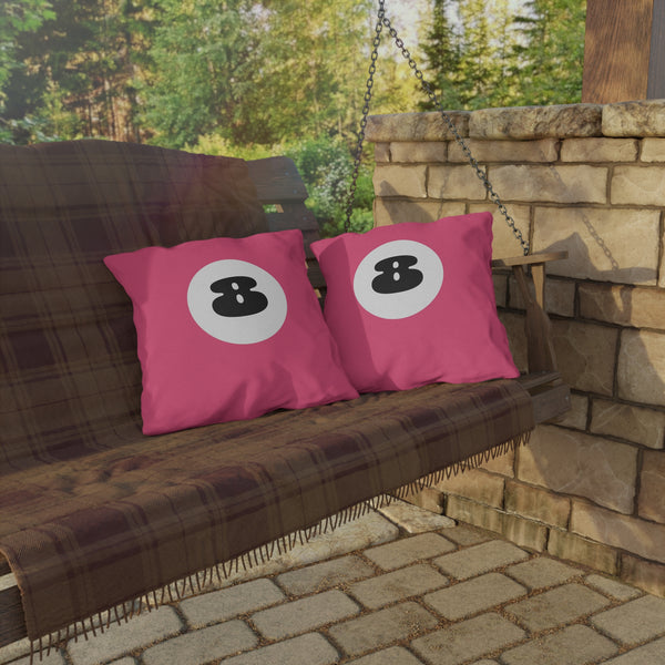 Pink 8 Ball Indoor Outdoor Throw Pillow
