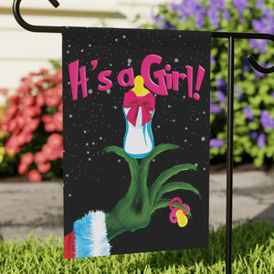 Grinch Baby Announcement Flag - Cute Holiday Yard Decoration | Weatherproof