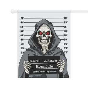 Grim Reapers Mug Shot Funny Halloween Yard Flag