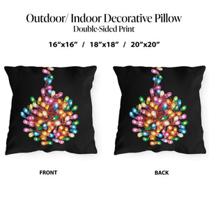 throw pillow with 'Tangled Lights Funny Christmas' design