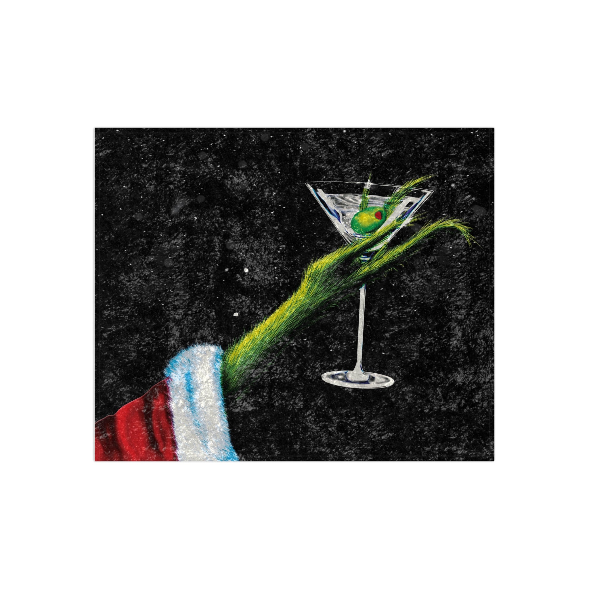 Martini Grinch Decorative Holiday Throw Blanket