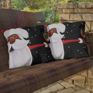 throw pillow with 'African American Santa Cute Holiday' design
