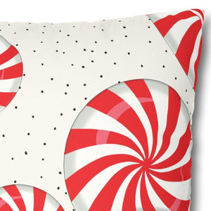 throw pillow with 'Peppermint Candy Canes Cover Holiday' design