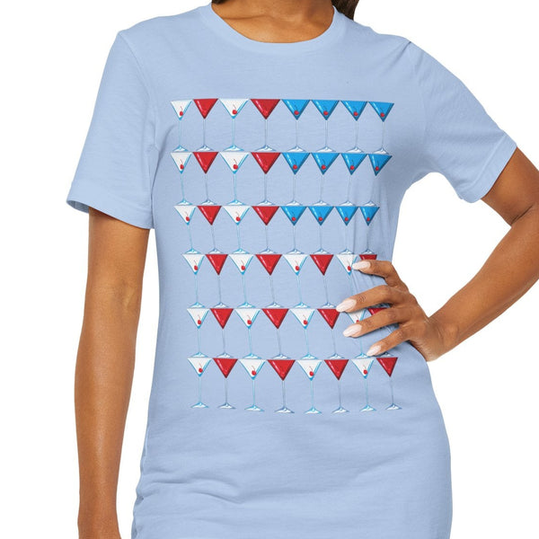 Martini American Flag Patriotic July 4th T-Shirt
