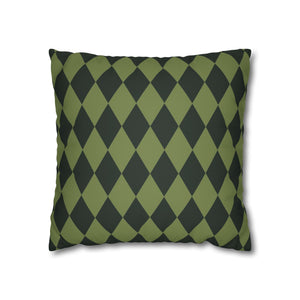 throw pillow with 'Reversible Green Harlequin Cover' design