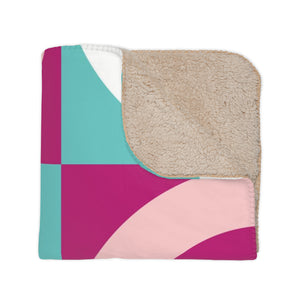 Pink & Blue Modern Geometric Sherpa Throw Blanket