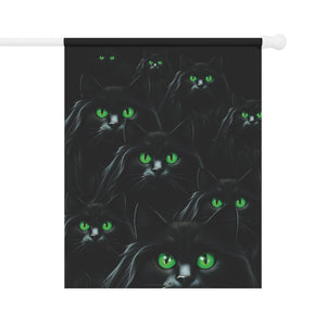 Garden flag with 'Black Cat Eyes Halloween' design