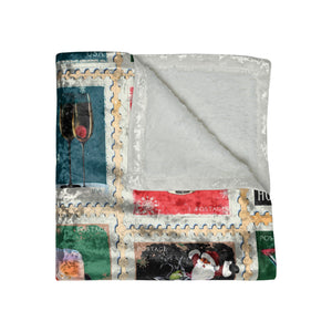 Soft sherpa blanket with 'Christmas Cocktails Throw Holiday Decor' design