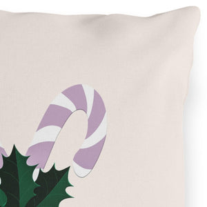 throw pillow with 'Pastel Candy Cane Christmas Decor' design