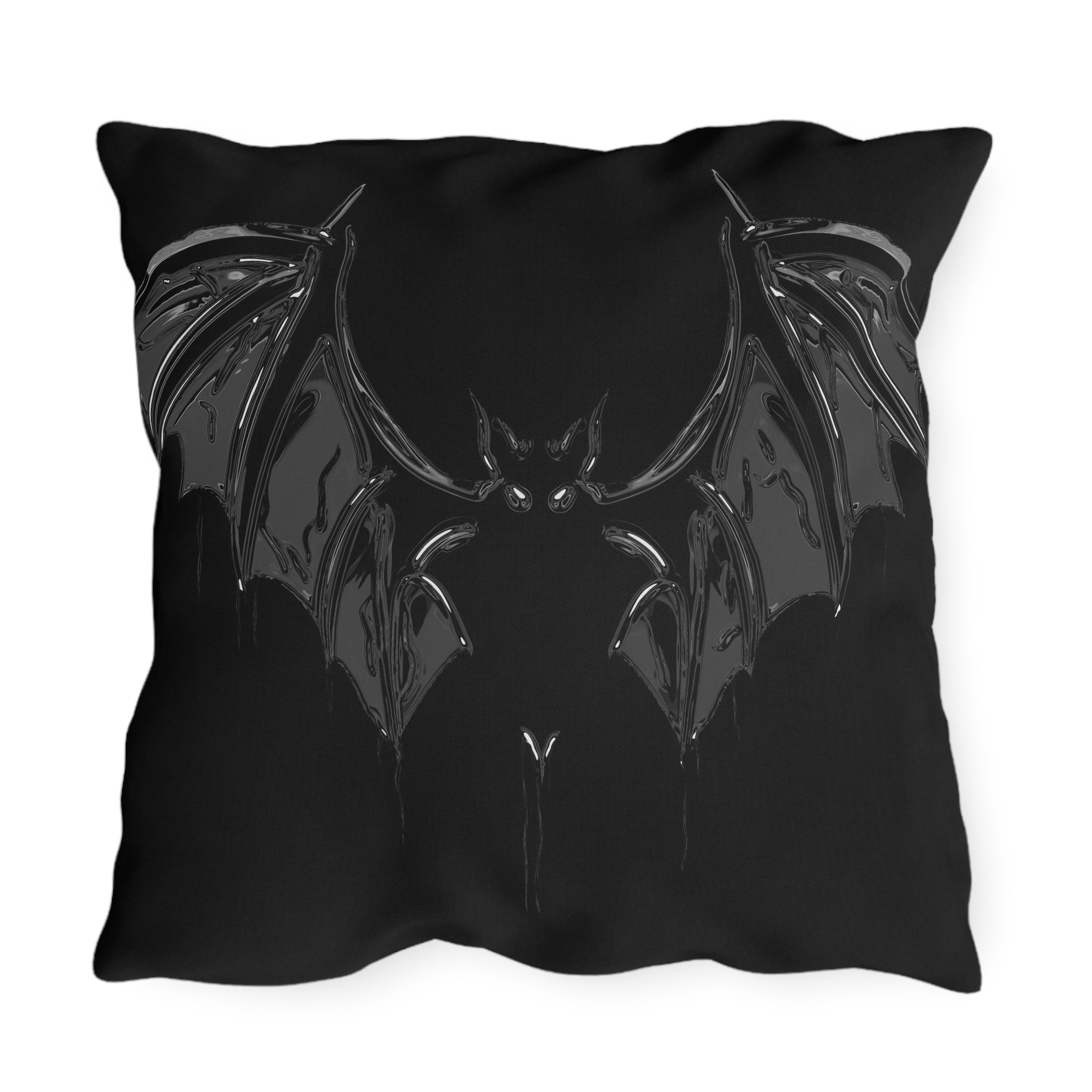 Chrome Bat Black Outdoor Decor Pillow