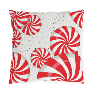 Peppermint Candy Cane Indoor Outdoor Christmas Throw Pillow