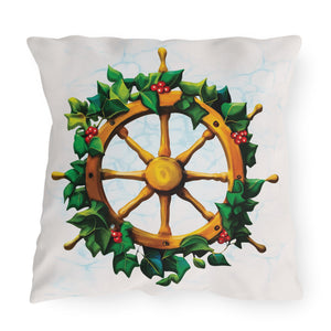 throw pillow with 'Coastal Christmas Outdoor Nautical Christmas Decor' design