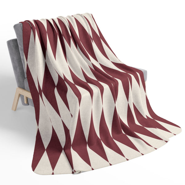 Red & Cream Home Gift Plush Sherpa Throw Blanket