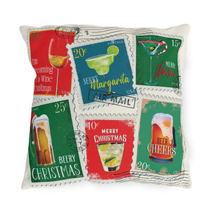 throw pillow with 'Christmas Cocktails Holiday' design