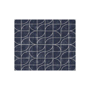 Soft sherpa blanket with 'Sapphire Blue Art Deco Decorative Throw' design