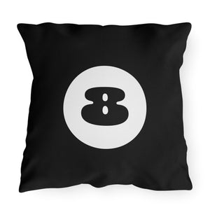 Black 8 Ball Indoor Outdoor Throw Pillow