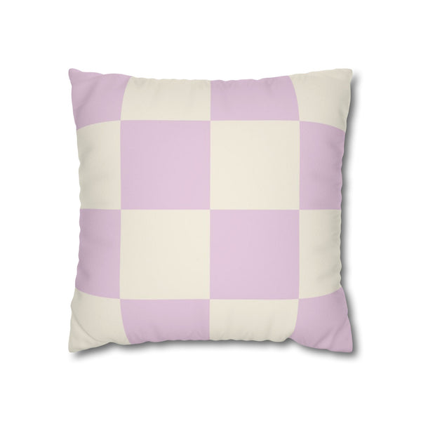 Lilac & Ivory Checkered Faux Suede Soft Pillow Cover