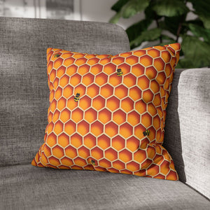 throw pillow with 'Honeycomb Bees Spring Accent Cover' design