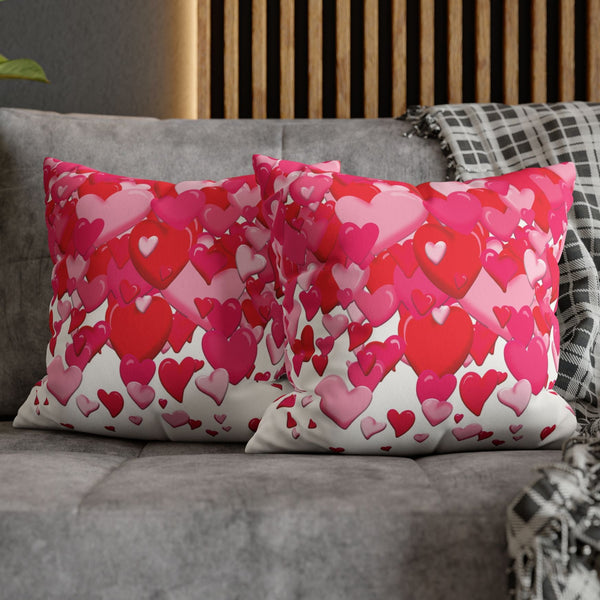 Pink Hearts Soft Faux Suede Throw Pillow Cover