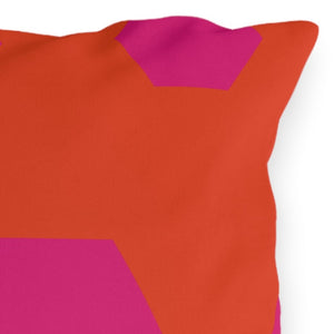 throw pillow with 'Vibrant Pink & Orange Reversible' design