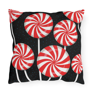 throw pillow with 'Candy Cane Reversible Christmas' design