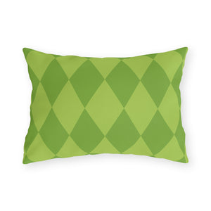 Reversible Green Spring Harlequin Outdoor Pillow