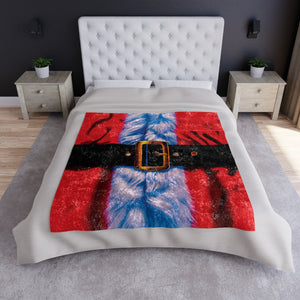 Soft sherpa blanket with 'Santa Clause Suit Christmas Throw' design