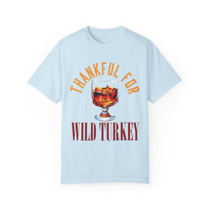 Grey t-shirt with 'Wild Turkey Funny Holiday' design on a white background