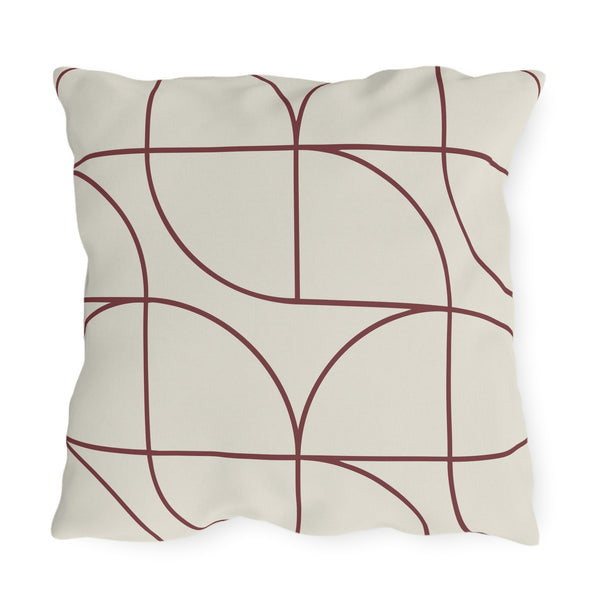 Red & White Art Deco Indoor Outdoor Throw Pillow