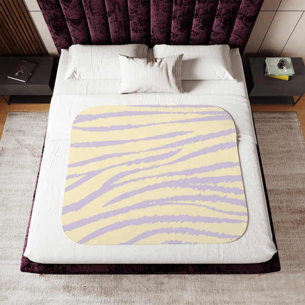 Yellow and Purple Tiger Print Sherpa Baby Blanket