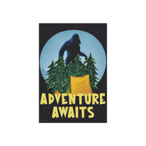 Garden flag with 'Adventure Awaits Bigfoot Camping Funny' design