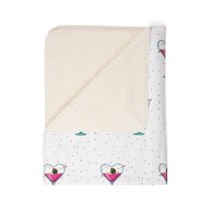 Soft sherpa blanket with 'Cupids Arrow Martini Soft Sherpa Throw' design
