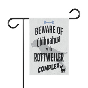 Garden flag with 'Beware of Chihuahua Dog Lovers Funny' design