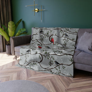 Snow Birds Grey Decorative Throw