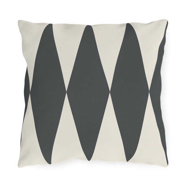 Dark Grey Ivory Diamonds Indoor Outdoor Throw Pillow