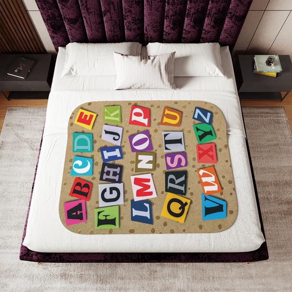 ABC Paper Letters Soft Sherpa Baby Blanket
