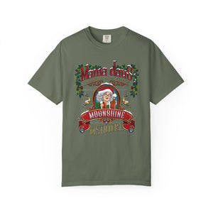 Green t-shirt with Christmas graphic and text on a white background
