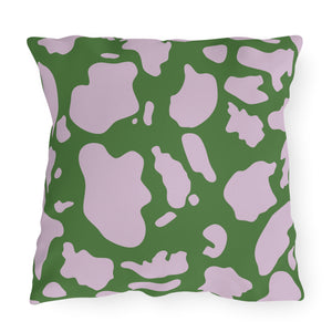 green and pink cow animal print decorative throw pillow outdoor decor