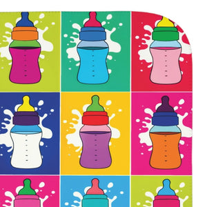 soft sherpa blanket with 'Pop Art Milk Bottles' design