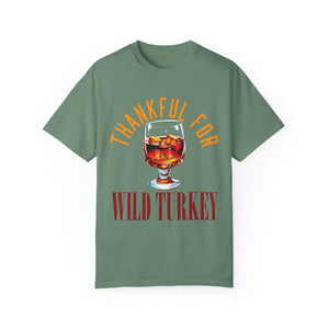 Light blue t-shirt with 'Wild Turkey Funny Holiday' design on a white background