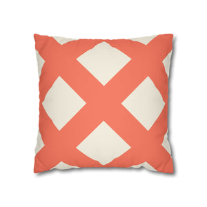 Reversible Ivory & Orange Throw Pillow Cover