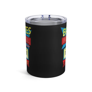 mug with 'Bates Motel Psycho Sign Insulated Travel 10oz' graphic on a white background