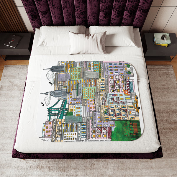 Whimsical New York City Soft Sherpa Baby Blanket