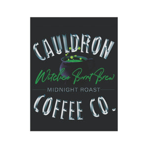 Garden flag with 'Witches Cauldron Coffee Company Halloween' design